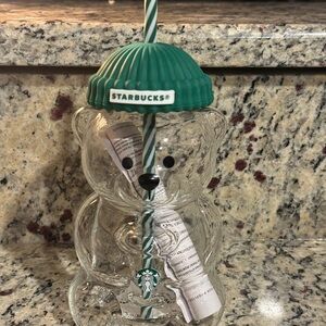 Starbucks Clear Bear Tumbler with Green Lid